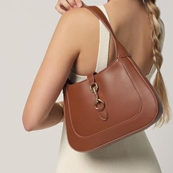 Neiman Marcus Saddle Brown Lock 2-in-1 Convertible Shoulder & Crossbody Bag - Picture 2 of 6